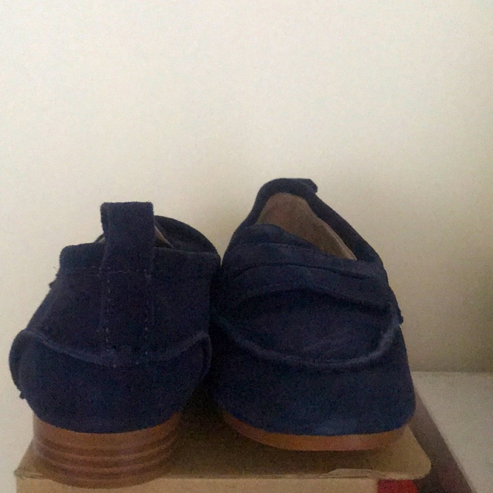 Navy blue suede loafers
